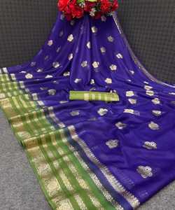 Chiffon Saree with <b>Brooches</b> and Stitched Blouse for Elegant Party Wear <b>Women</b> - Product Image 5