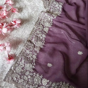 Diseñador indio última exclusiva tela crujiente Saree blusa elegante moda boda fiesta desgaste nupcial mujeres - Product Image 1