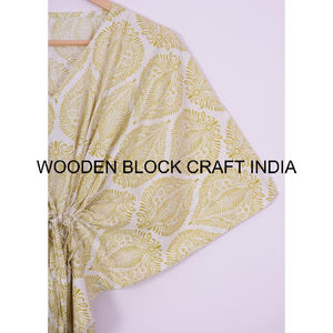 Robe Kaftan en coton pour femmes, style fait main, pour les fêtes, couleurs mélangées, manches courtes, nouvelle arrivée, robe bohème vintage - Product Image 4