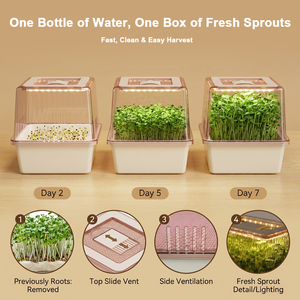 Kit <span class=keywords><strong>per</strong></span> Microgreens da Interno con Luce LED da 8W <span class=keywords><strong>per</strong></span> Coltivazione Piante, Vassoio Germogliante Autoirrigante <span class=keywords><strong>per</strong></span> Cucina Domestica e <span class=keywords><strong>Giardino</strong></span>, DC5V CE RoHS da Appoggio - Product Image 3