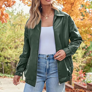 High Quality Ladies Women Genuine Leather Jacket Classic New Design Cotton Filling Oversized Bomber Style Breathable <b>Winter</b> - Product Image 3