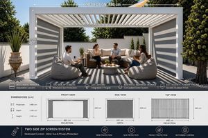 Pérgola Bioclimática Personalizable de Aleación de Aluminio, Diseño Moderno, Retráctil, Impermeable, Resistente a la Putrefacción y a los Roedores, Ecológica y Fácil de Instalar - Product Image 6