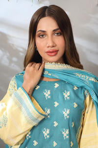 Algodón de primera calidad de 3 piezas Salwar Kameez bordado Casual sin arrugas que absorbe la humedad ropa de fiesta estilo indio pakistaní para - Product Image 4