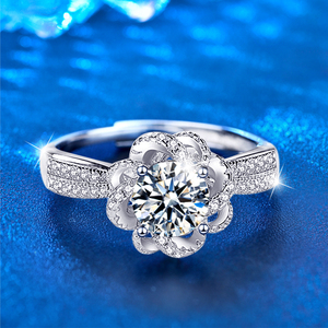 Xjz087 Có Thể Điều Chỉnh Mở Nhẫn Cưới Lấp Lánh Zircon Micro-Paved Kim Cương Xoắn Ban Nhạc Hoa Phong Cách Micro-Paved Moissanite Vòng - Product Image 2