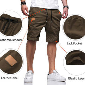 Pantalones cortos de punto de peso pesado de algodón de último estilo para hombre con cordones pantalones cortos sueltos con múltiples bolsillos para hombre - Product Image 3