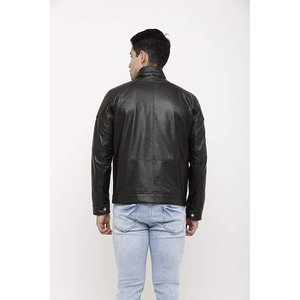 Chaqueta de Cuero Vacuno Genuino con Logotipo Personalizado 2024, Impermeable, Ecológica, para Hombre, Corte Entallado, Cuello Alto, Estilo Motero de Invierno - Product Image 6