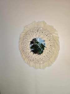 Espejo de Pared de Macramé Boho Hecho a Mano con Flecos, Decoración Rústica de Algodón para Sala de Estar y Dormitorio - Product Image 5
