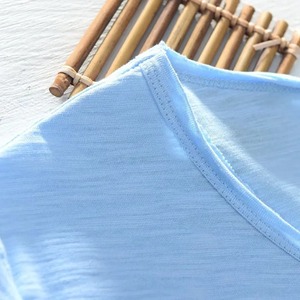 2025 T-shirt en coton tricoté coupe ajustée pour hommes avec col rond décontracté à manches courtes conception vierge impression de logo personnalisé Service OEM - Product Image 2