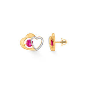 Boucles d'oreilles Rosy Hearts en laiton plaqué or avec accents de zircon et de perles - Product Image 5