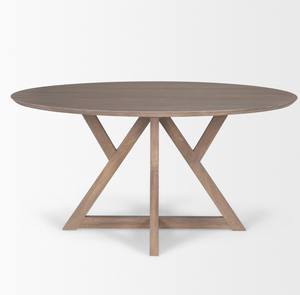 Mesa de Comedor Moderna para Cocina, Estilo Contemporáneo, Base de Madera con Forma Geométrica Triangular, Tapa Redonda de Madera Maciza de Mango - Product Image 2