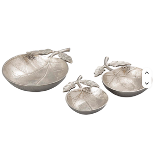 Plateau décoratif en nickel design pomme plateau de service en aluminium coulé avec conception de coupe de pomme pour outils de salade matériau métallique - Product Image 1