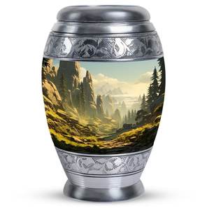 Mountain Landscape Urn <b>for</b> Human <b>Ashes</b> Large 10" Memorial Decorative Urn <b>for</b> Adult <b>Keepsake</b> Custom <b>Ashes</b> Urn 1-200 Funeral - Product Image 1