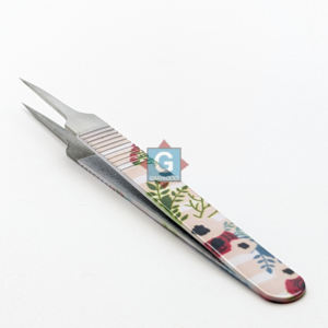 Pinzas de pestañas de acero inoxidable de alta calidad con puntas puntiagudas Pinzas de extensión de pestañas de etiqueta privada más vendidas - Product Image 1