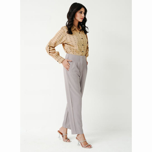 กางเกงขายาวทรงตรงเอวกลางผ้าฝ้าย 100% ระบายอากาศได้ดี สไตล์ลำลองสำหรับผู้หญิง เหมาะสำหรับฤดูหนาว คุณภาพสูง แห้งเร็ว ยืดหยุ่น ด้านหน้าเรียบ - Product Image 4