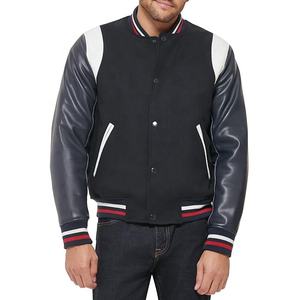 Chaqueta universitaria de cuero de alta calidad con logotipo bordado personalizado, estilo Letterman, chaqueta de béisbol universitaria de talla grande para hombres, envío DDP - Product Image 1