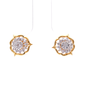 Pendientes de Lujo con Diseño Floral de Dos Tonos, Estilo Estrella, con Hojas Doradas y Pequeños Diamantes - Product Image 1
