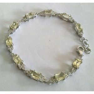 Bracelet pour femme Shah Gems en argent sterling 925 avec cristaux naturels de quartz citron et de topaze blanche - Product Image 1