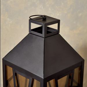 Elegant Designer Golden Brown Glass Black Metal <b>Candle</b> <b>Holder</b> <b>Lantern</b> for Ramadan Home Decorations - Product Image 3