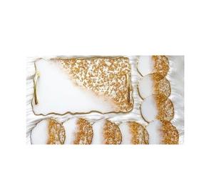 Plateau en résine très exigeant prix de gros d'usine hautement poli personnaliser logo produit fait à la main thé café plateau en résine - Product Image 1