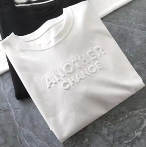 เสื้อยืดลายนูนทำจากผ้าฝ้ายสำหรับทุกเพศเสื้อยืดปักโลโก้แบบสะพายไหล่ทรงโอเวอร์ไซส์ระบายอากาศได้ดีปรับแต่งโลโก้ได้ตามต้องการ - Product Image 2