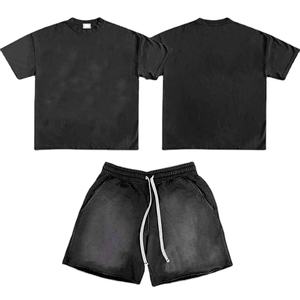 กางเกงขาสั้นผู้ชายสไตล์วินเทจหรูหราสั่งทำพิเศษ ผ้าฝ้ายแท้ 100% หนานุ่ม ซักย้อมสีแบบแอซิดวอช สปอร์ต ซับเหงื่อ สีซีดจางแบบซันเฟด มีเชือกผูก - Product Image 4