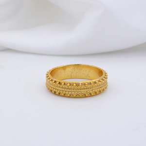 Anillo Étnico de Latón con Puntos, Chapado en Oro de 18k, Texturizado Tribal, Anillo al por Mayor para Mujer - Product Image 5