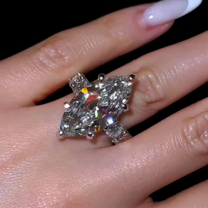 20x10มม. มาร์คีส์ตัดซ่อนแหวนหมั้นแหวนฟองปูแหวนทองขาวชุบเครื่องประดับ - Product Image 5