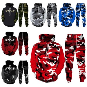 เสื้อมีฮู้ดและกางเกงขายาวพิมพ์ลายมีซิปสำหรับผู้ชายชุดวอร์มใส่วิ่งจ๊อกกิ้งลำลอง - Product Image 5