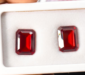 Piedra preciosa roja octogonal facetada calibrada de corte esmeralda rubí creada en laboratorio para joyería tratamiento térmico piedras preciosas sueltas - Product Image 1