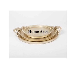 Lot de 3 plateaux de service à thé et café en aluminium couleur argent de forme ronde à dessert au prix le plus bas - Product Image 4