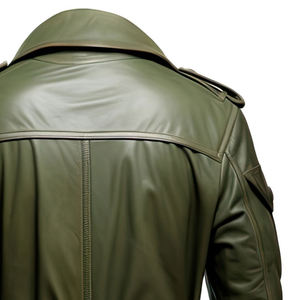 Manteau d'automne pour homme en cuir véritable personnalisé, long, avec ceinture, multi-poches, imperméable, respirant, nouvelle arrivée - Product Image 5