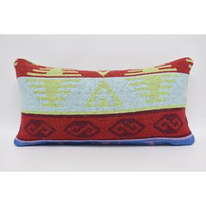 Geometric Green Wool <b>Pillow</b> 12x24 Inches Vintage Print Traditional Design Plain Decorative Cushion Portable Woven Technique - Product Image 5