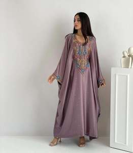 Abaya de Dubaï de style luxueux pour femme, en soie Mukhawar, anti-plis, à manches longues, faite main, couleur personnalisable, pour la prière, design arabe musulman - Product Image 1