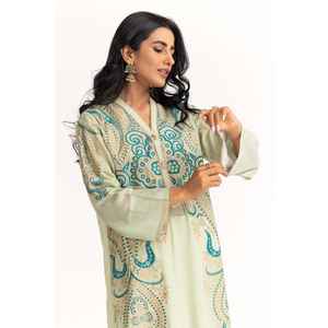 Kurti de Algodón Teñido de Verde para Mujer, Estampado con Serigrafía, Estilo Casual Transpirable para Verano - Product Image 5