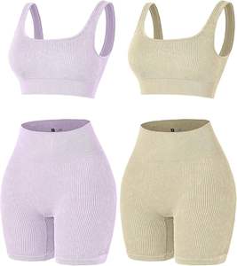Conjunto de yoga sin costuras para mujer, ropa deportiva atlética de alta elasticidad, conjuntos de Yoga de secado rápido para mujer, conjunto de pantalones de yoga y top - Product Image 4
