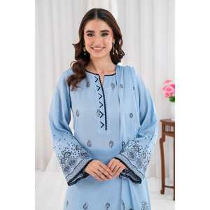 Conjunto de Traje Jacquard Azul de 3 Piezas Sin Coser para Mujer - Product Image 5