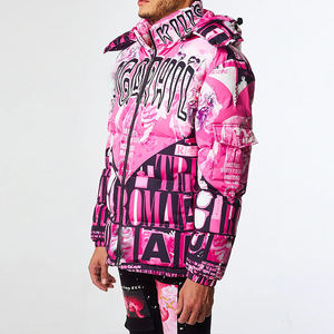 Chaqueta Acolchada Gruesa Personalizada para Hombre para Invierno, Chaqueta Bomber con Estampado Completo, Cuello Alto, Cierre de Cremallera, Transpirable, de Algodón - Product Image 5