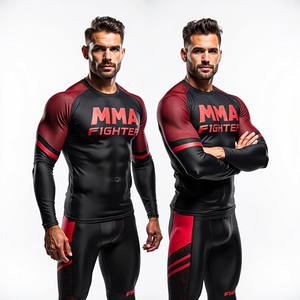 Hombres Premium Custom BJJ Rash Guard Alta Calidad Sublimación Impresión Durable Personalizado MMA Entrenamiento Grappling Gear - Product Image 2