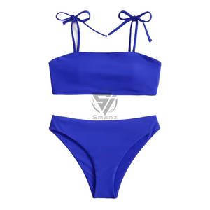 Nuevo Bikini Brasileño de Cintura Alta para Mujer, Traje de Baño Sexy de un Hombro con Volantes, 3 Colores, Diseño Sólido, Material de Spandex/Nailon - Product Image 3