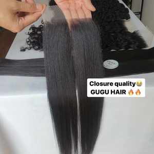 Paquetes de cabello humano de 16 pulgadas Vietnam Bone Straight Super Double Drawn Raw Hair con cierre de encaje HD - Product Image 5