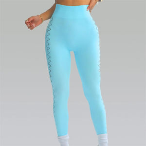 Pantalon de Yoga en maille Sexy pour femmes taille haute Spandex/Nylon Fitness façonnage pantalon d'entraînement respirant XL taille élastique Logo ODM approvisionnement - Product Image 4