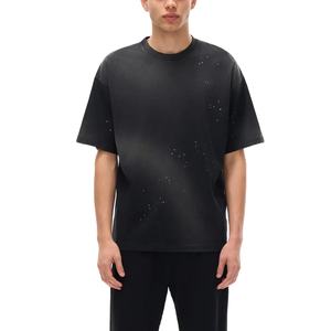 เสื้อยืดสไตล์สตรีทแวร์ผู้ชาย ลวดลายสาดสีแบบพ่นหมึก ผ้าคอตตอนหนา 100% ทรงโอเวอร์ไซส์ วินเทจ ซาวน์วอช - Product Image 2