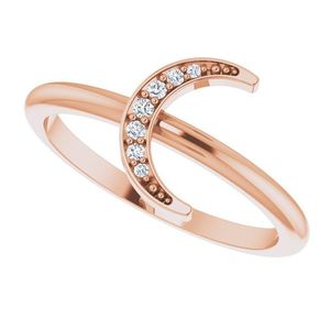 Stuller Gold-Plated 14K Rose Gold Crescent <b>Ring</b> Stackable Eternity Trendy Geometric Number Diamond Religious Claw Gift for Any - Product Image 5