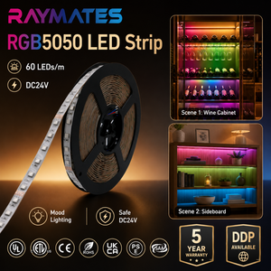 Tiras de luces inteligentes 24V 12V UL 5050SMD 60LEDs 5M RGB Tiras de luces Led flexibles - Product Image 1