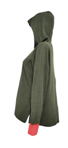 Sudadera con capucha térmica de punto transpirable para mujer, de otoño-invierno, con cremallera frontal y bloques de color personalizables, de manga larga. - Product Image 3