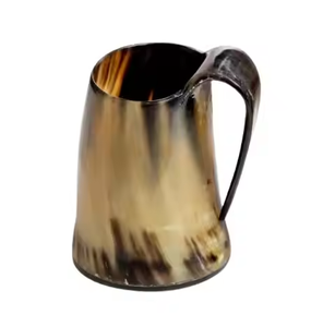 Tasse en corne faite à la main Verres naturels uniques pour les amateurs de bière par l'artisanat du croissant - Product Image 1