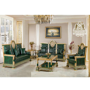 Juego de sillas de sofá de sala de estar real de estilo europeo, sofá de sala de estar de madera de teca de estilo lujoso, juego de sofá de sala de estar tallado pesado turco - Product Image 1