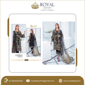 Vêtements ethniques indiens Faux Georgette avec broderie lourde et travail de diamant costume indien pakistan entièrement cousu - Product Image 4