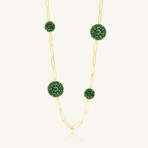 Pendentifs à breloques en or 18 carats avec mauvais œil et zircon rose Collier de bijoux fins pour femmes Inspiration turque - Product Image 1