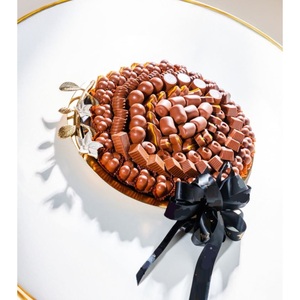 ถาดเสิร์ฟช็อคโกแลตทำมือโลหะสีเงินพร้อมที่จับดอกไม้ - Product Image 5